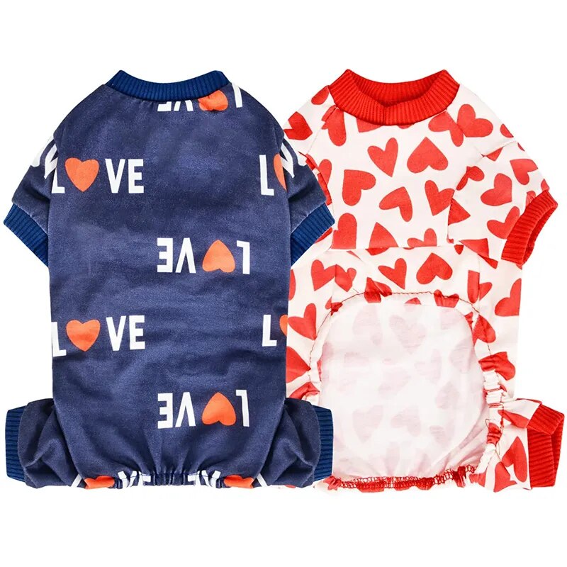 Heart Print Dog Pajamas