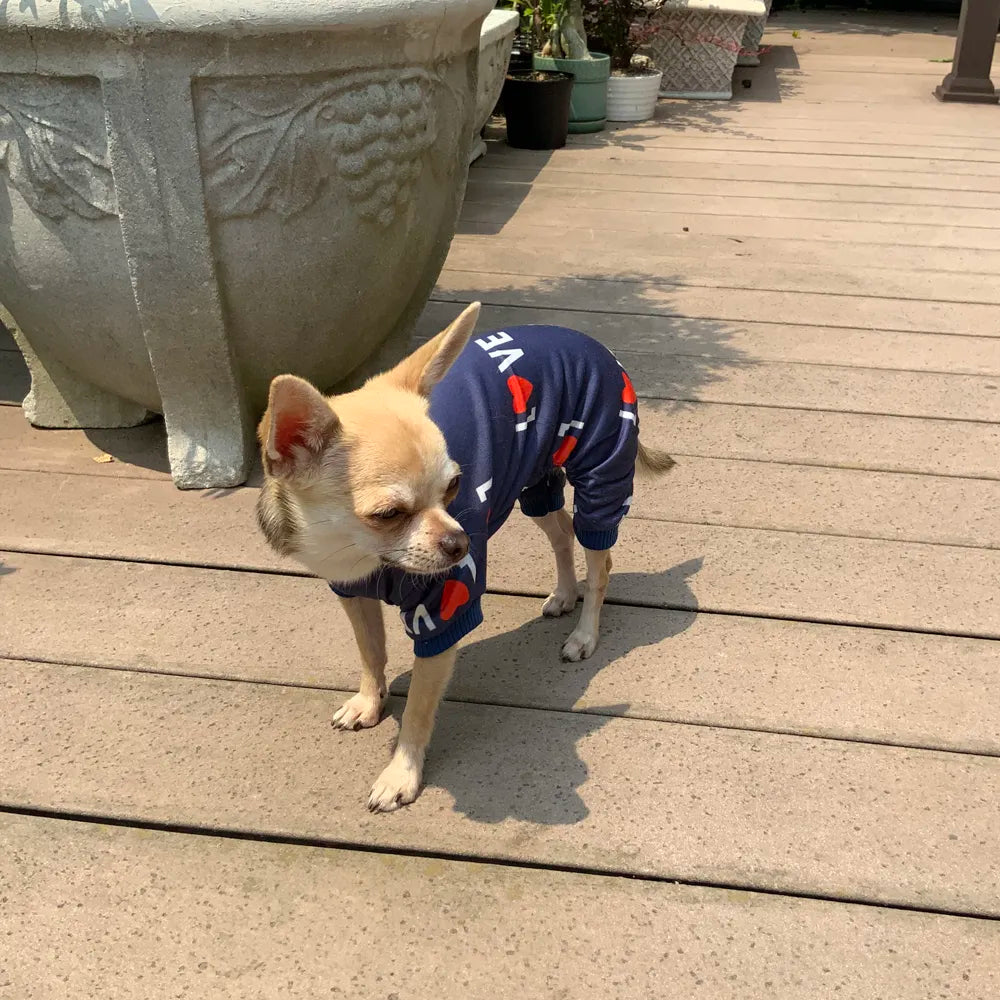 Heart Print Dog Pajamas