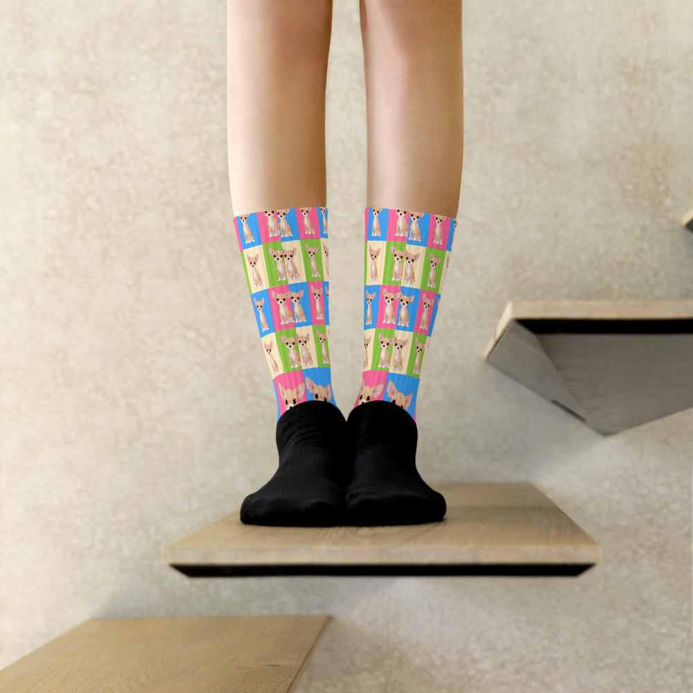 Multicolored Chihuahua Colorful Crew Socks - Chihuahua We Love