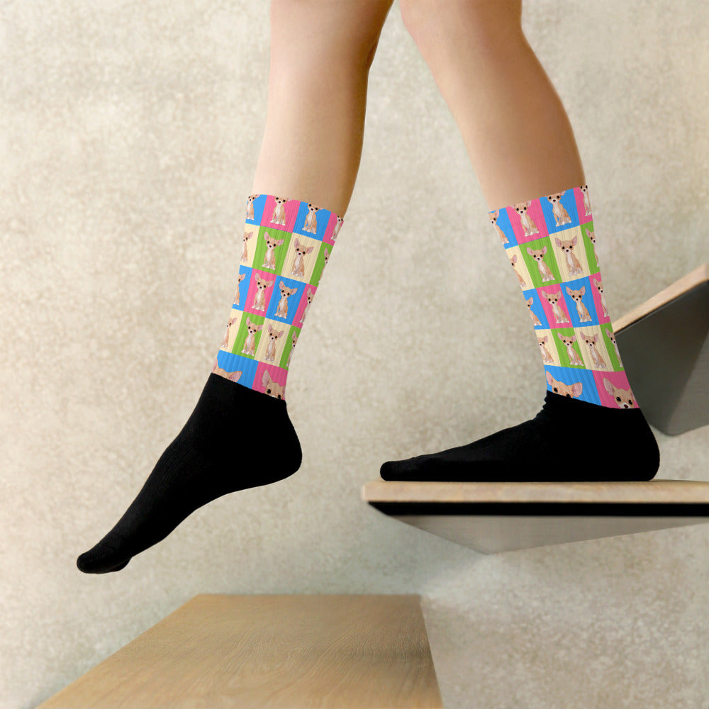 Multicolored Chihuahua Colorful Crew Socks - Chihuahua We Love