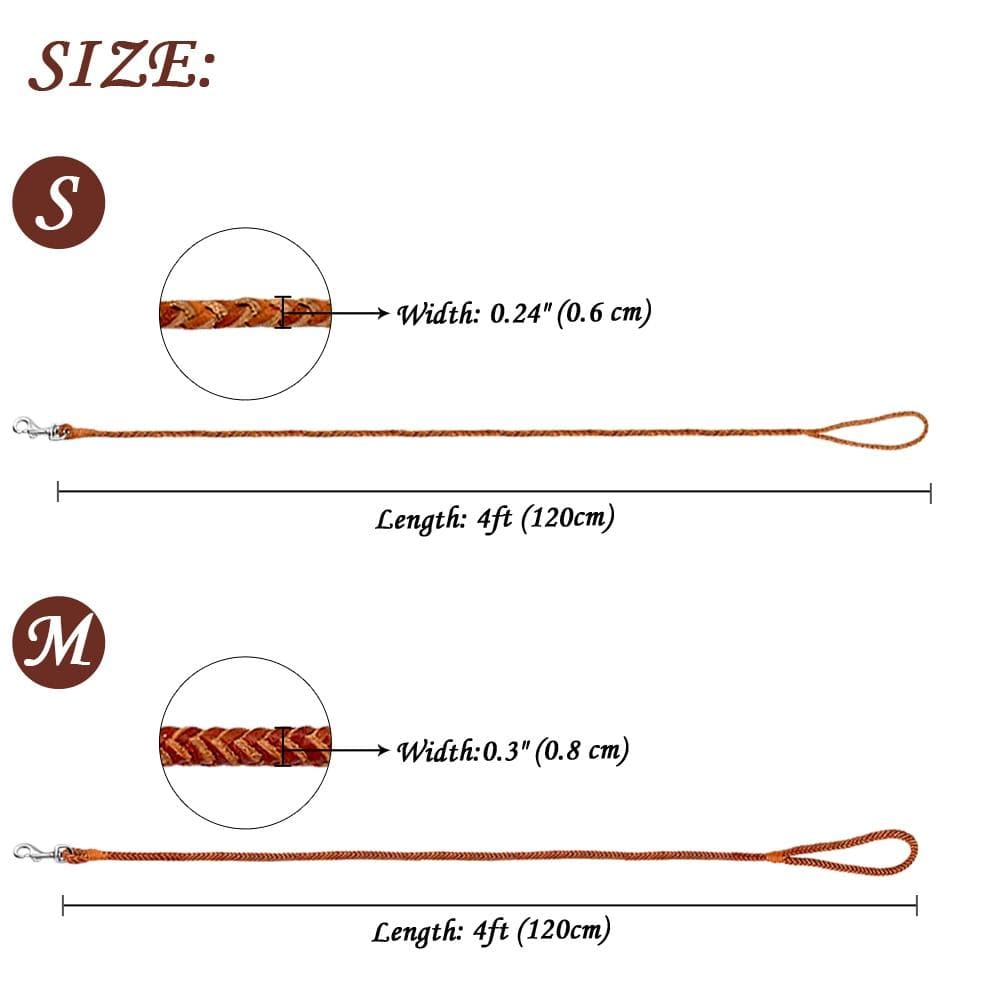 Rolled Leather Leash 4ft Long - Chihuahua We Love