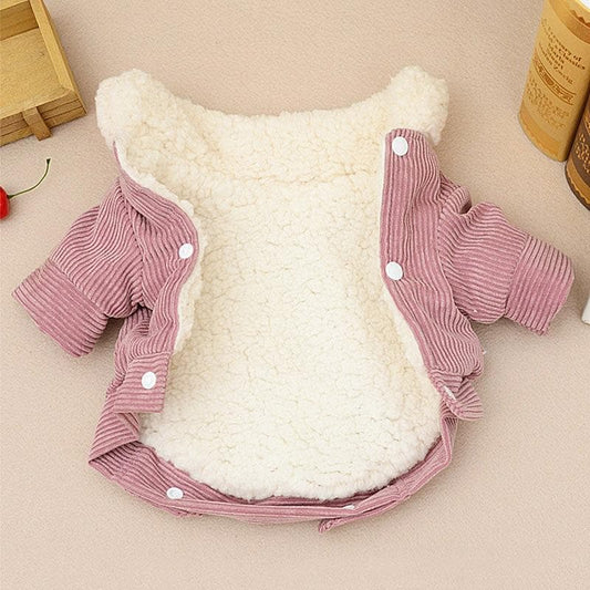 Pink Winter Corduroy Coat - Chihuahua We Love