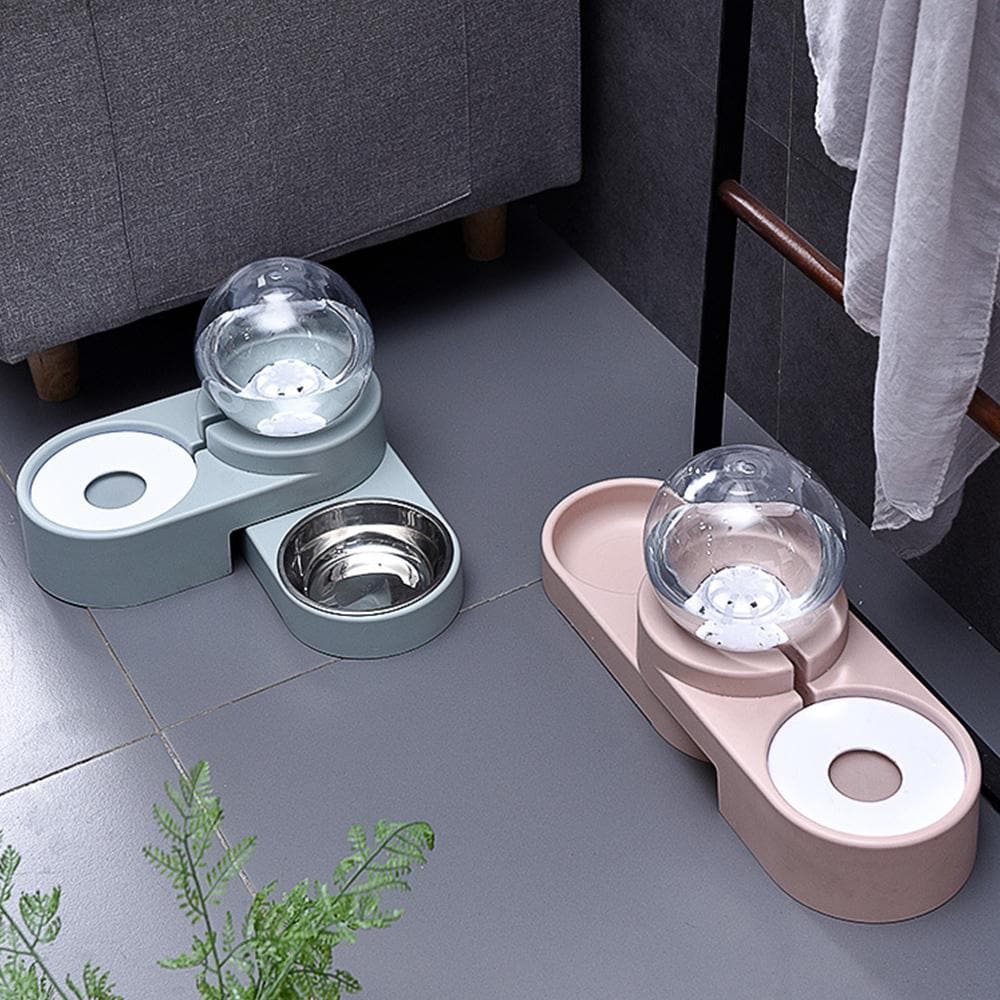 Pet Cat Dog Water Food Feeder Automatic Dispenser 1.8L Bubble Water Container Stainless Steel Bowl For Drinking Eating 2020 Sale - Chihuahua We Love