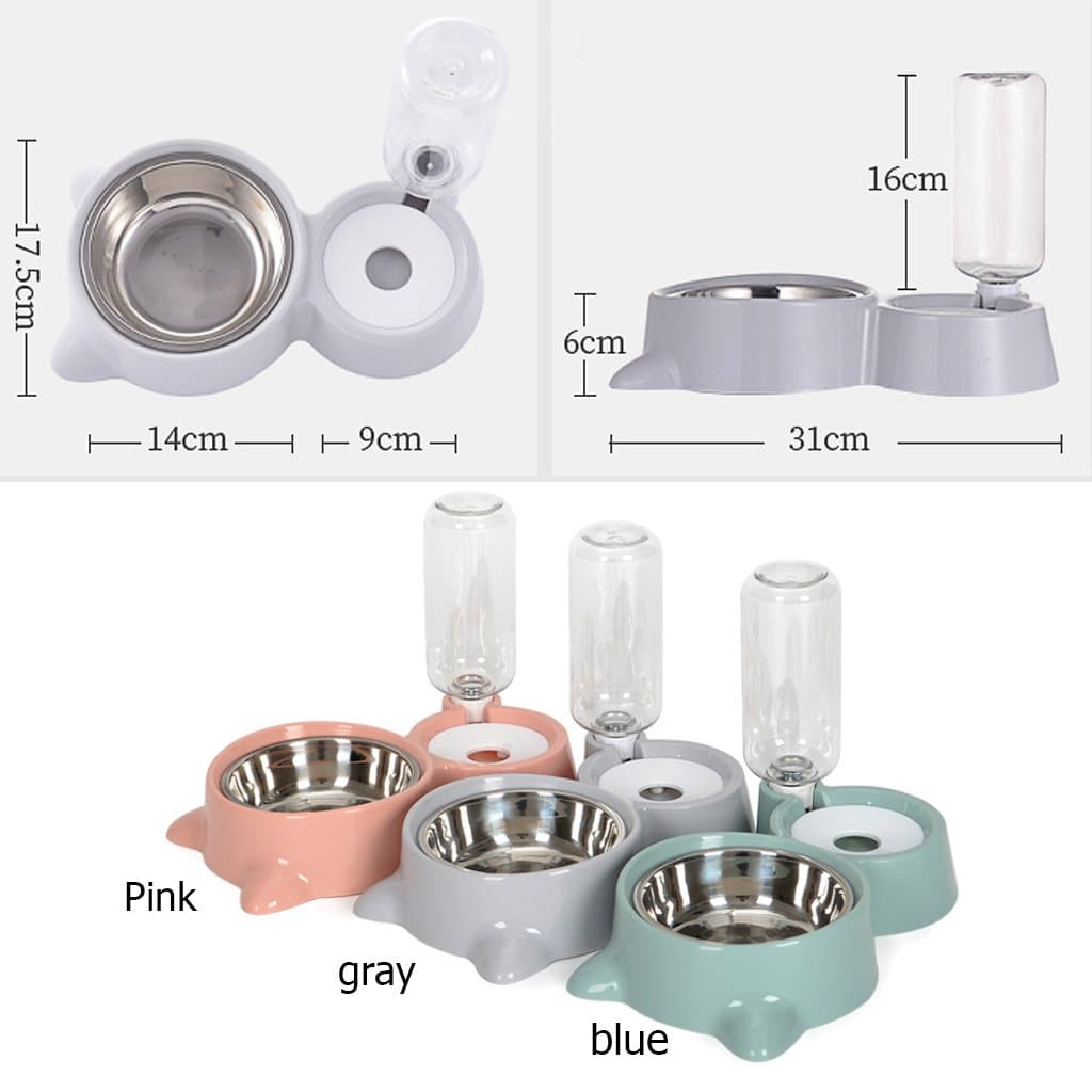 Pet Cat Dog Water Food Feeder Automatic Dispenser 1.8L Bubble Water Container Stainless Steel Bowl For Drinking Eating 2020 Sale - Chihuahua We Love