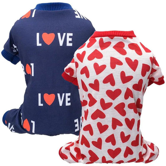 Heart Print Dog Pajamas