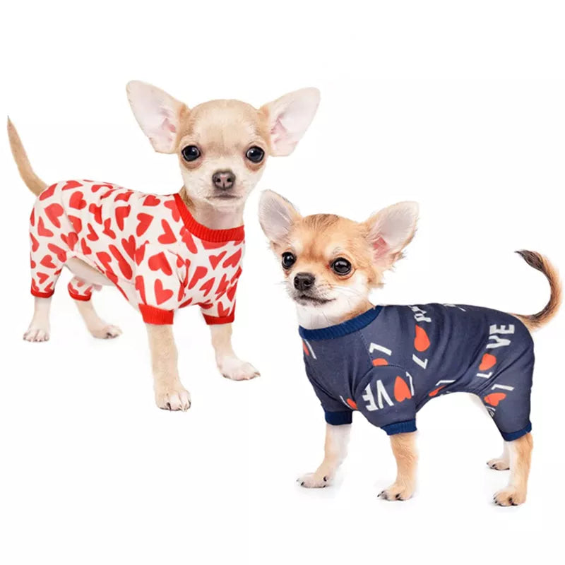 Heart Print Dog Pajamas