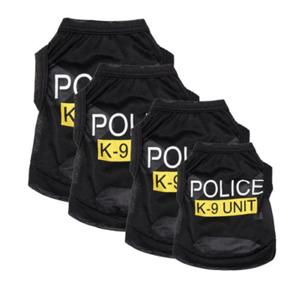 Police Suit Cosplay Dog Clothes Black Elastic Vest Puppy T-Shirt Coat Accessories Apparel Costumes  Pet Clothes for Dogs Cats - Chihuahua We Love