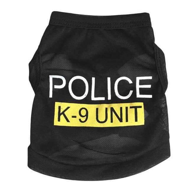 Police Suit Cosplay Dog Clothes Black Elastic Vest Puppy T-Shirt Coat Accessories Apparel Costumes  Pet Clothes for Dogs Cats - Chihuahua We Love