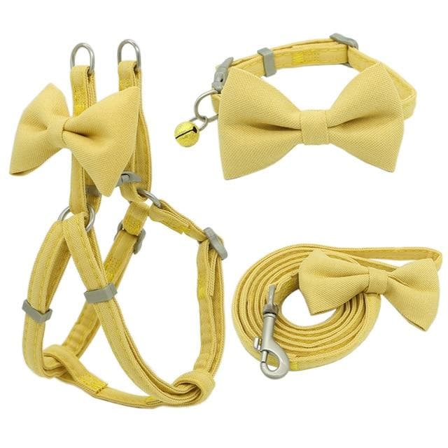 Dog Harness Leash Collar Set Adjustable Soft Cute Bow Double Layer Dog Harness for Small Medium Pet Collar Leash Outdoor Walking - Chihuahua We Love
